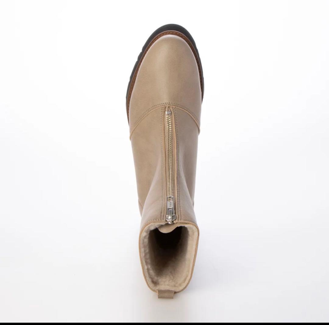 モードエジャコモ　レザー フロントジップ　ボア　ショートブーツ　S