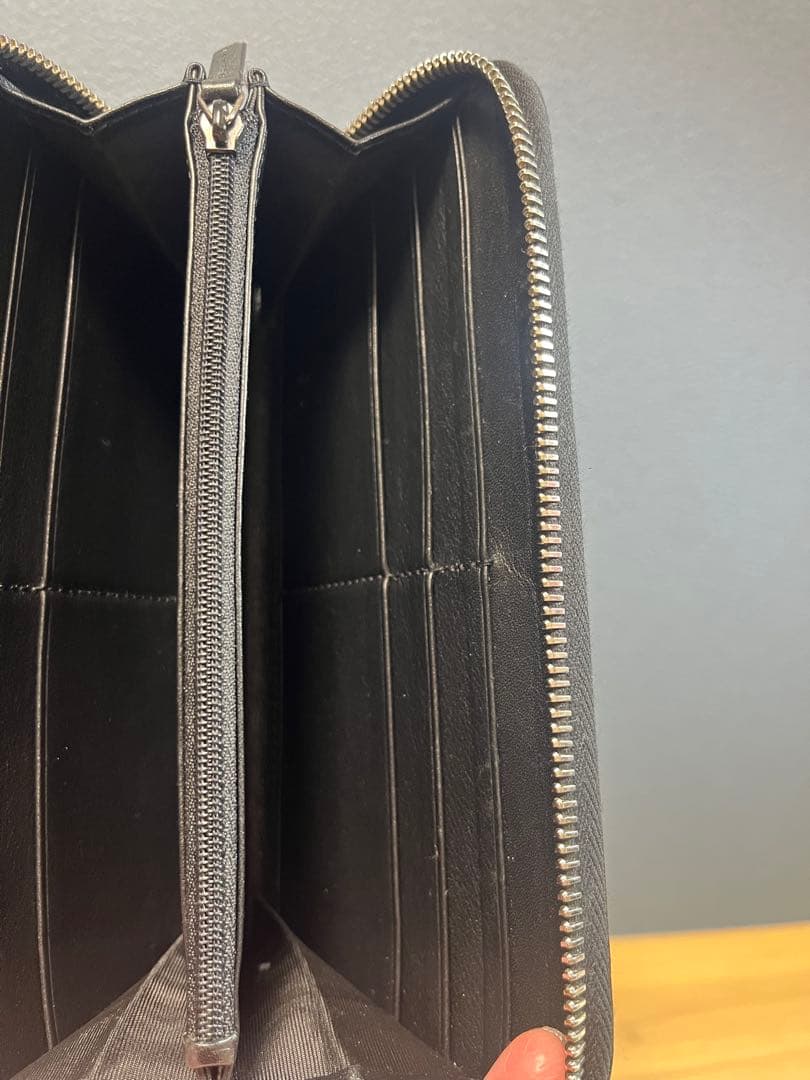 グッチ マイクロシマ GG柄 ラウンドジップ 長財布 レザー ブラック