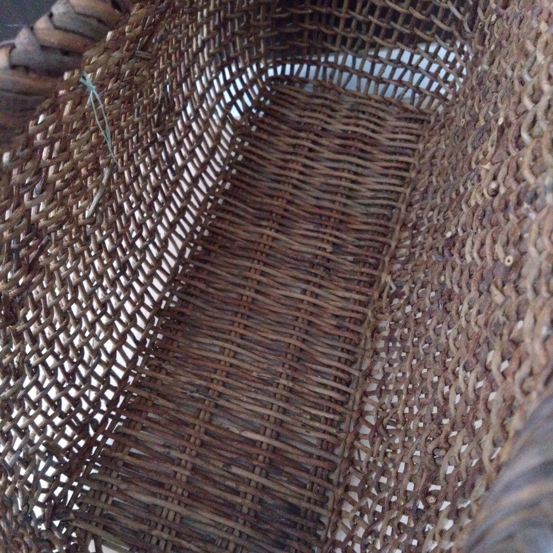 古民具 古道具 山のつる 手編み 飴色 あけびかご 籠