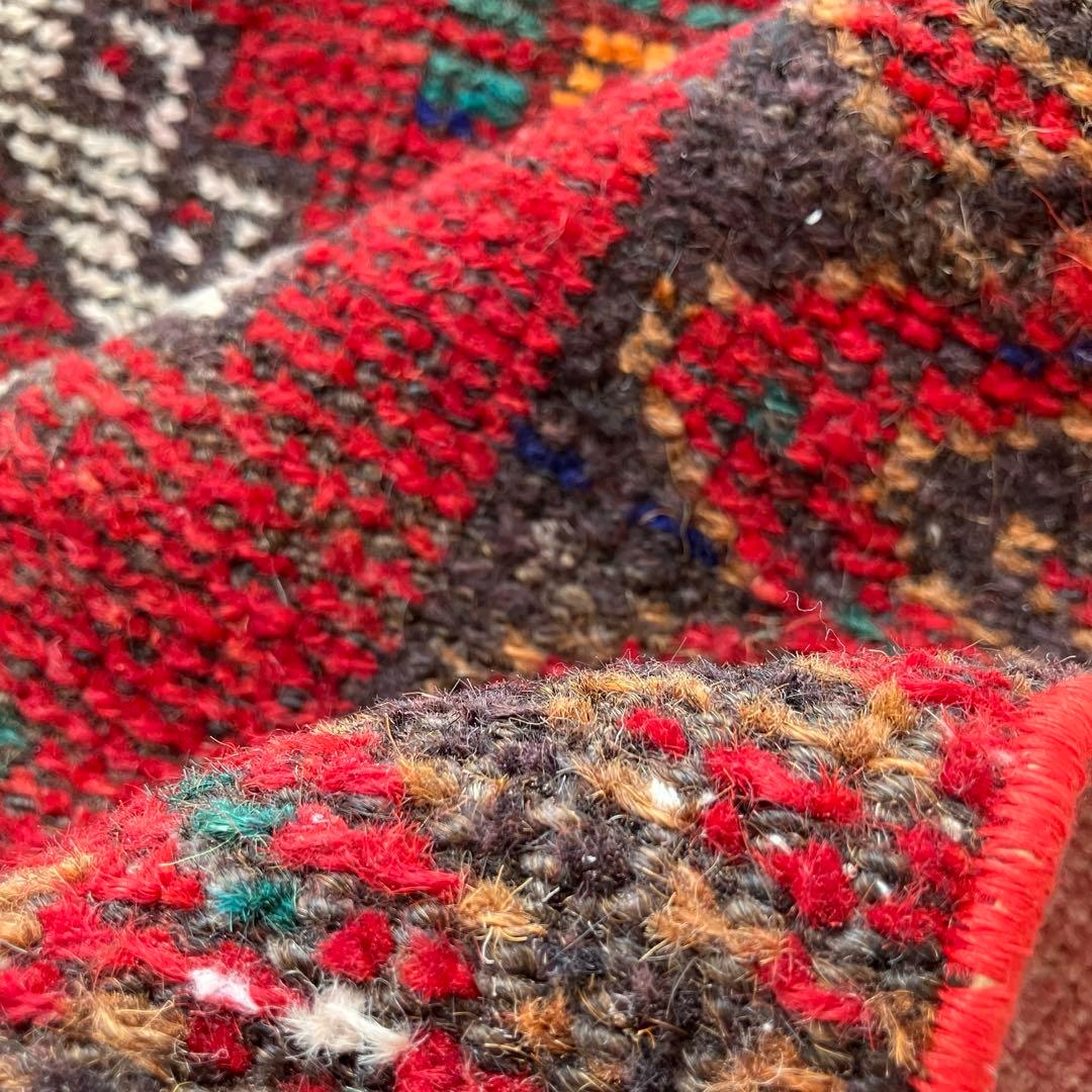 温かざっくり編み✳︎クリスマスレッド　　ロング　ランナー　トルコヴィンテージラグ