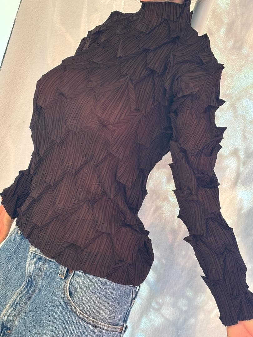 ISSEY MIYAKE 変形 立体プリーツ プリーツブラック M