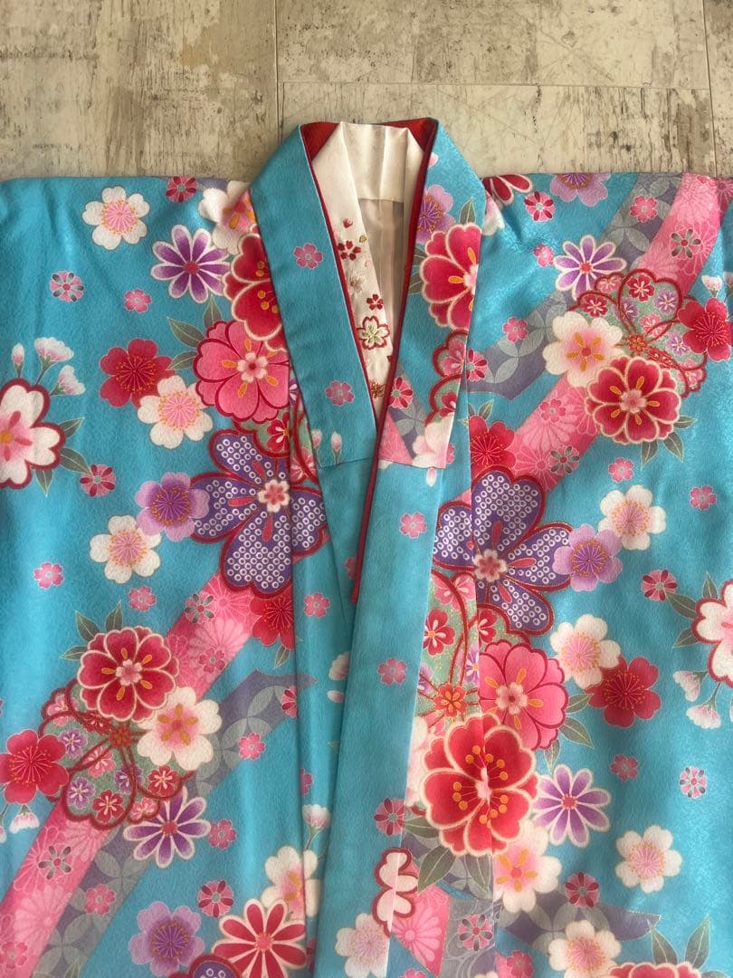 七五三　7歳着物　美品　花柄　四つ身