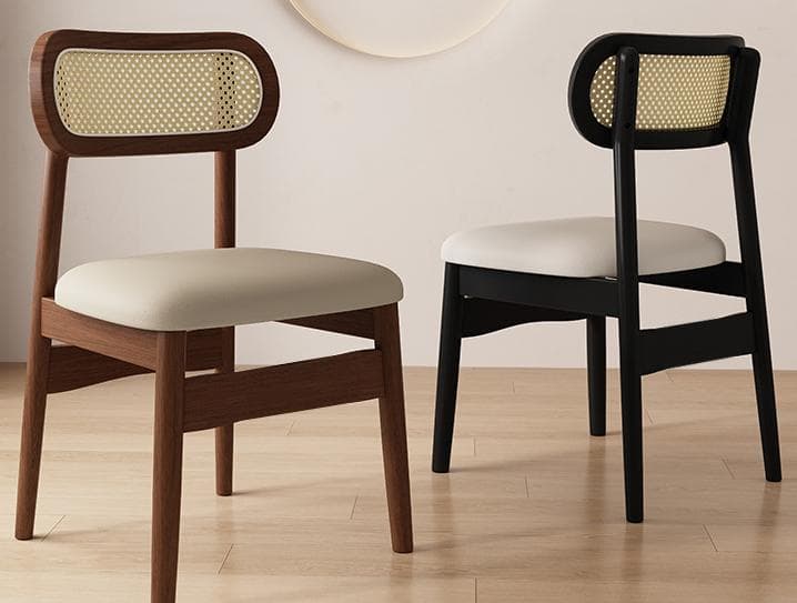 新品 ラウンド ラタンチェア 北欧 ミッドセンチュリー レザークッション