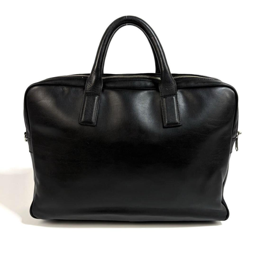 【美品】ポールスミス レザー ビジネスバッグ ブラック シルバー金具