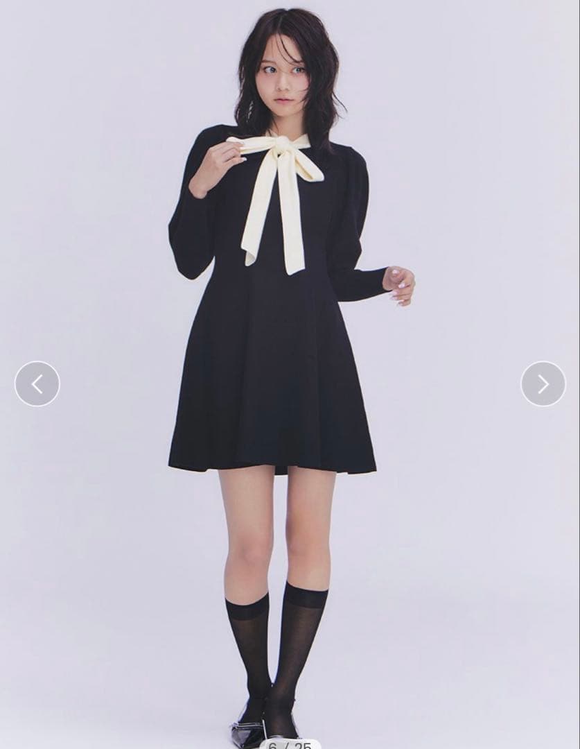 リリーブラウン lily brownボウタイリボンニットワンピース