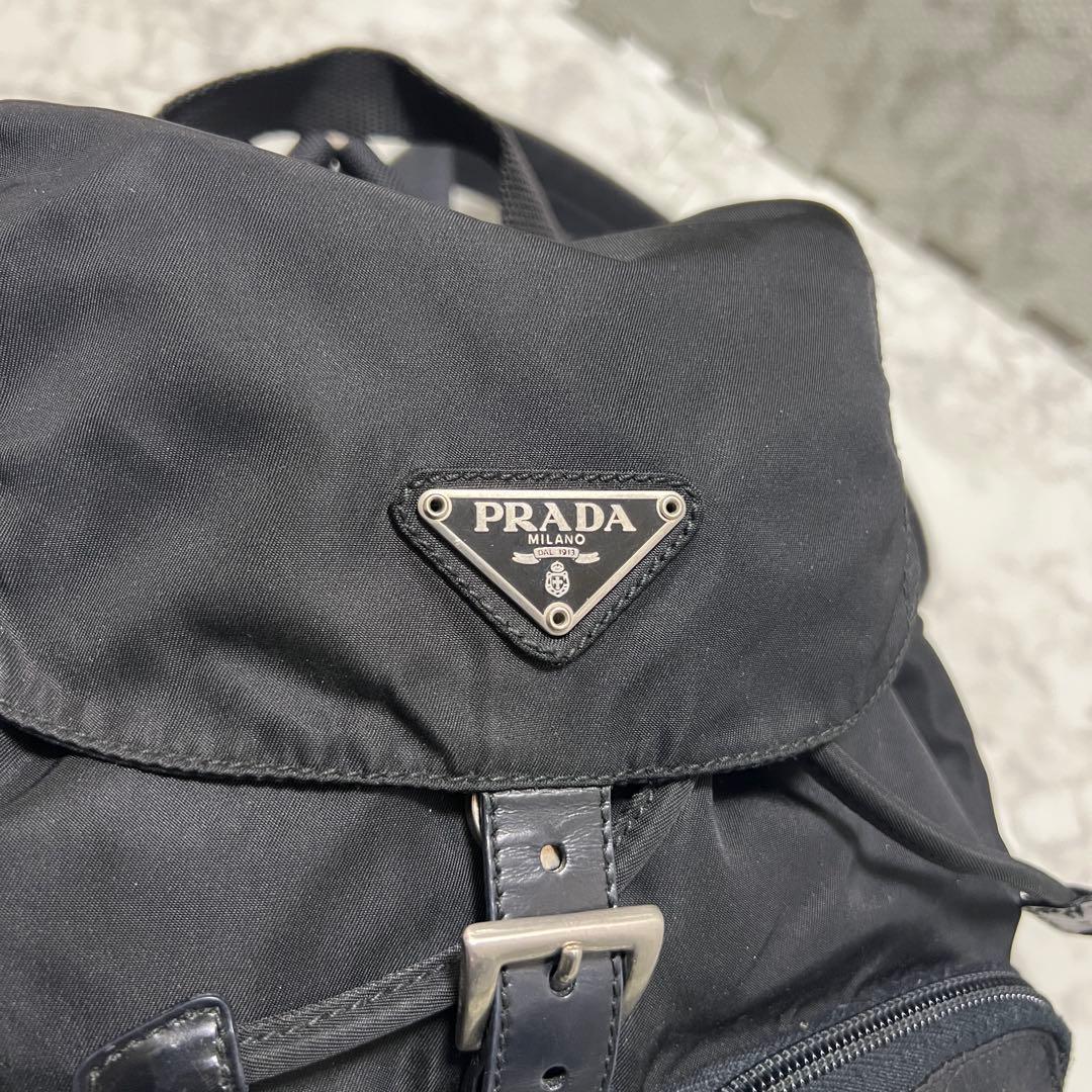 美品✨PRADA プラダ リュック バックパック ナイロン 三角ロゴ ブラック