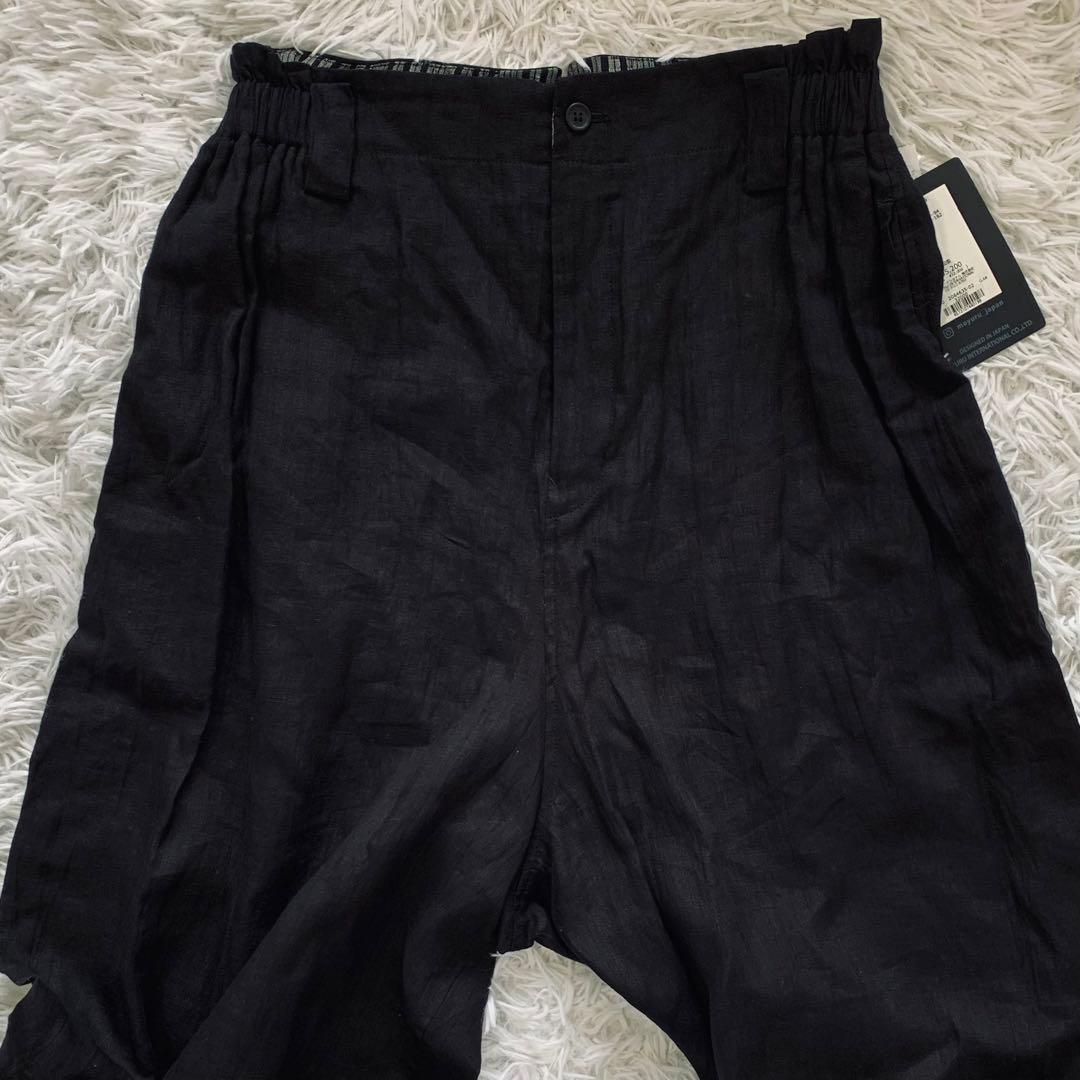 新品 MOYURU 萠 モユル リネン100% ガウチョ サルエルパンツ 黒