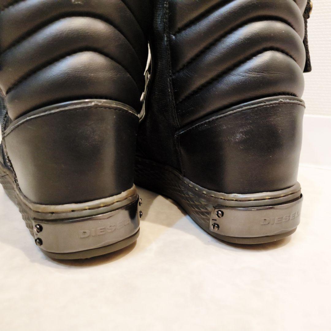 diesel ディーゼル　スニーカー　ハイカット　メンズ　プレートロゴ　ブラック