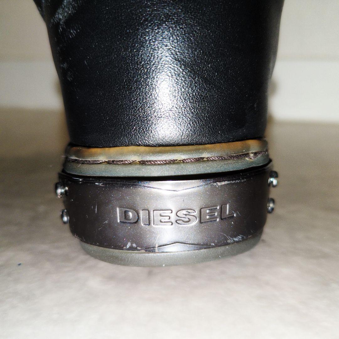 diesel ディーゼル　スニーカー　ハイカット　メンズ　プレートロゴ　ブラック