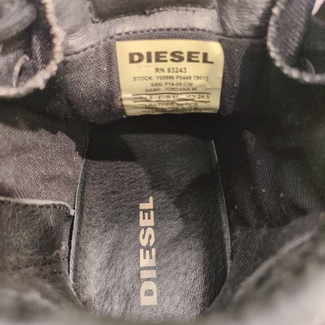 diesel ディーゼル　スニーカー　ハイカット　メンズ　プレートロゴ　ブラック