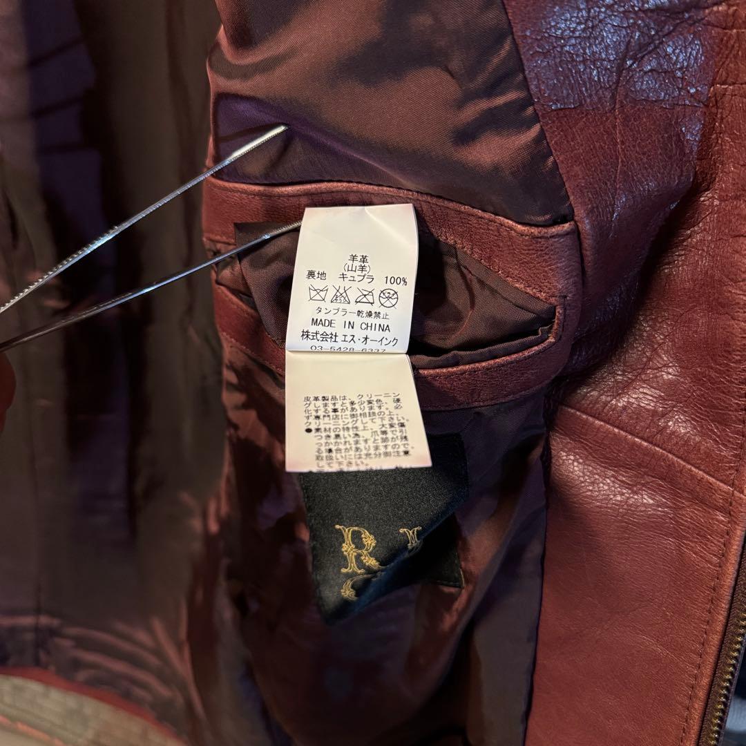 デップ 上質 山羊革 ゴートスキン レザーライダース バーガンディ 短丈