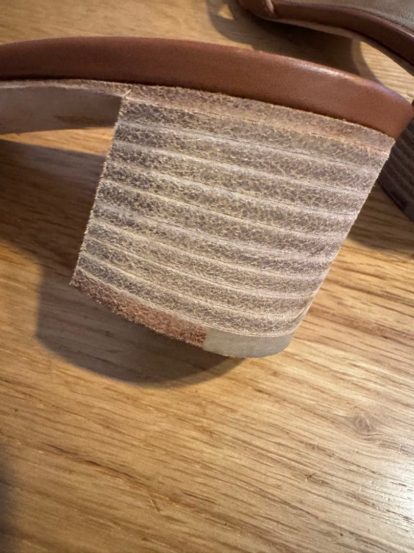 エルメス　オアシス　ブラウンレザーサンダル 中ヒール エルメス袋あり