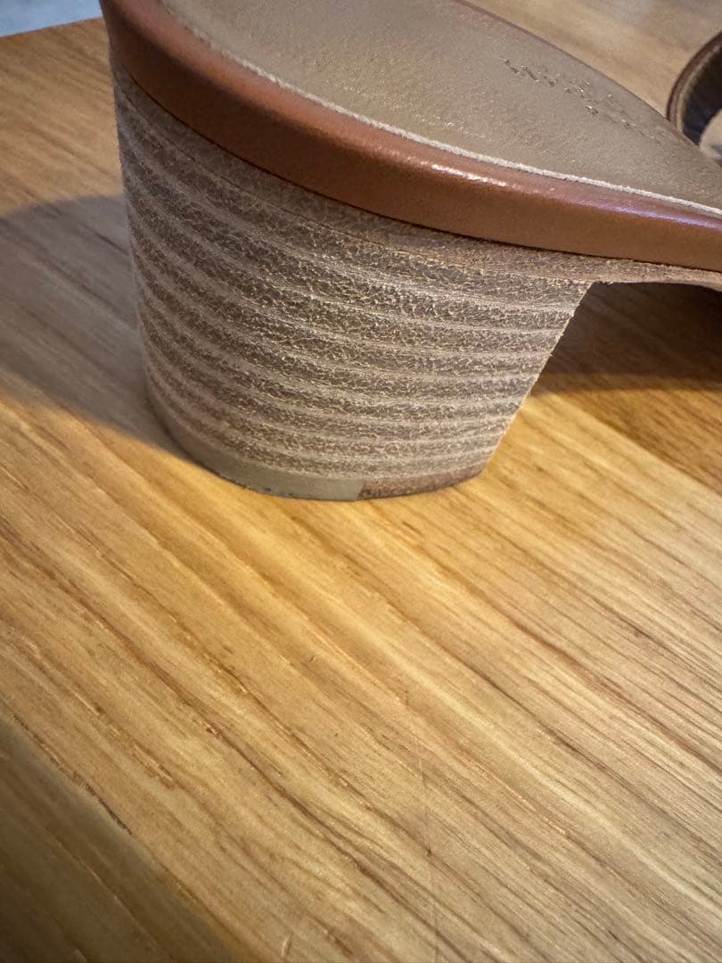 エルメス　オアシス　ブラウンレザーサンダル 中ヒール エルメス袋あり