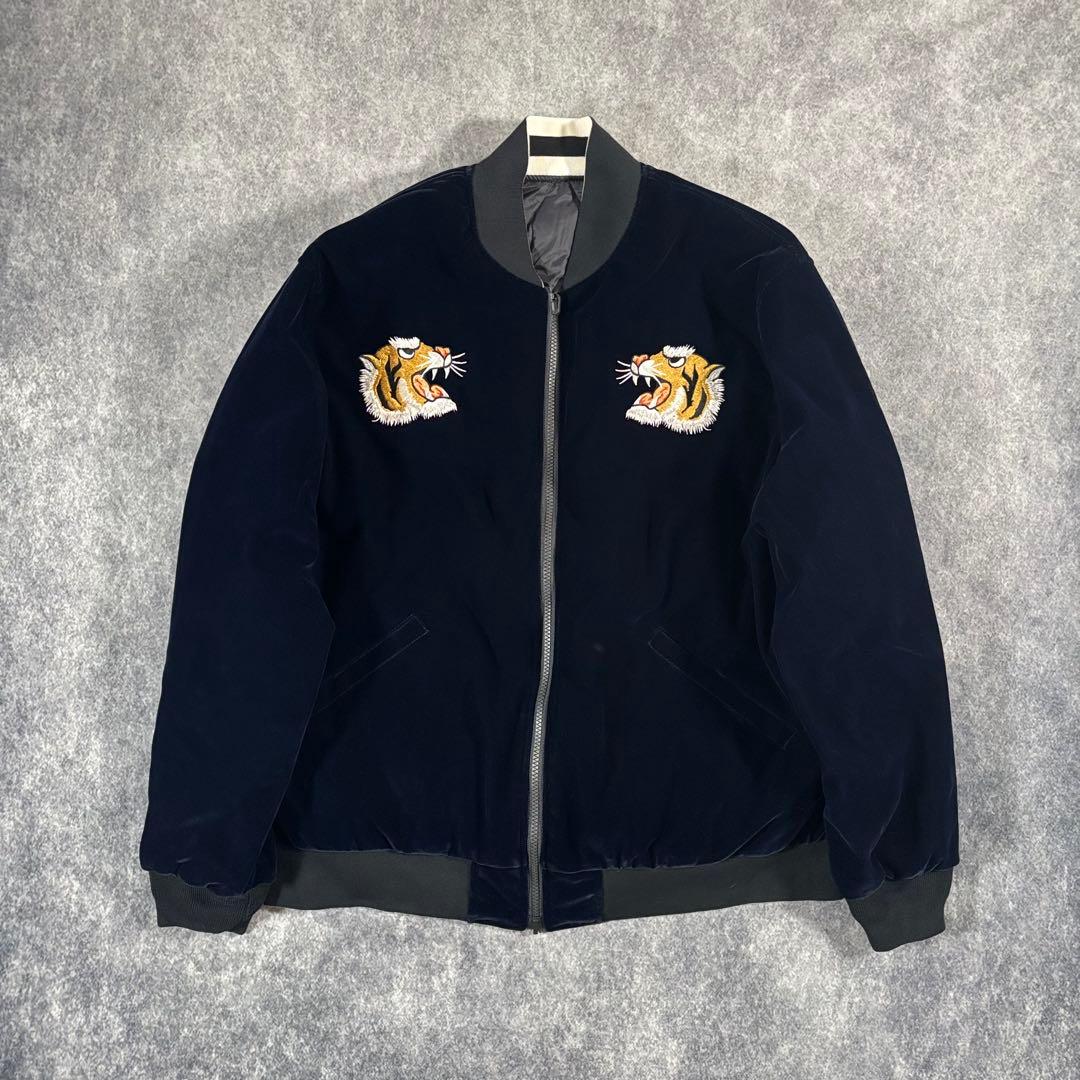 【新品】TAION スカジャン ベロア リバーシブル 虎 ダウンジャケット XL