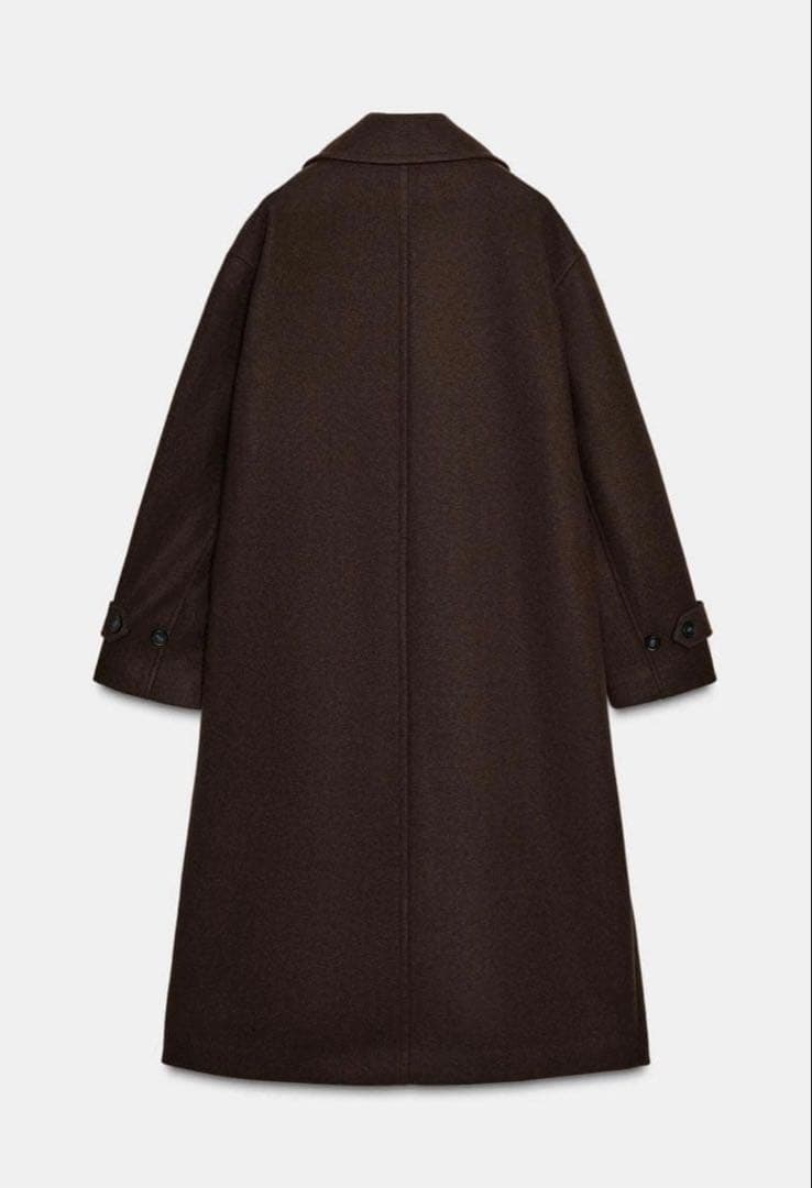 ZARA ソフトオーバーサイズコート ロングコート ブラウン 茶色 XS