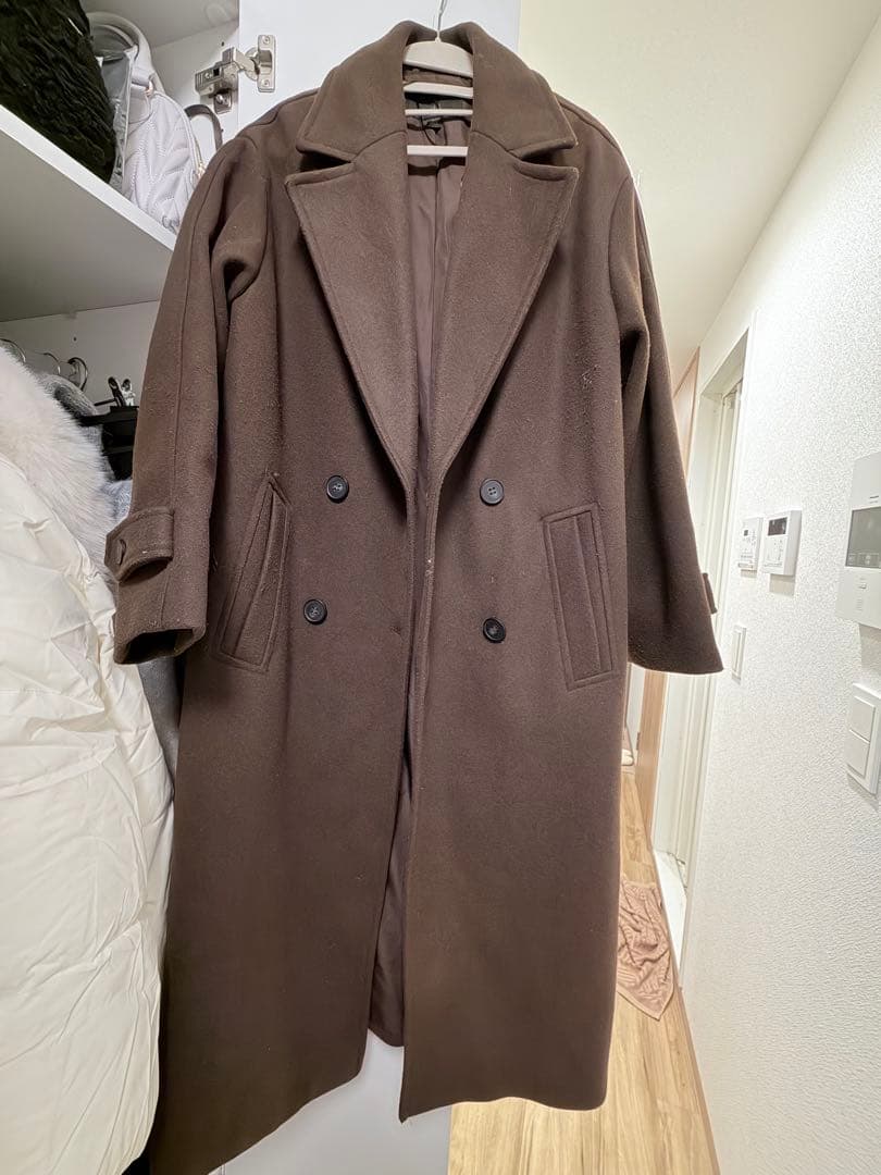 ZARA ソフトオーバーサイズコート ロングコート ブラウン 茶色 XS
