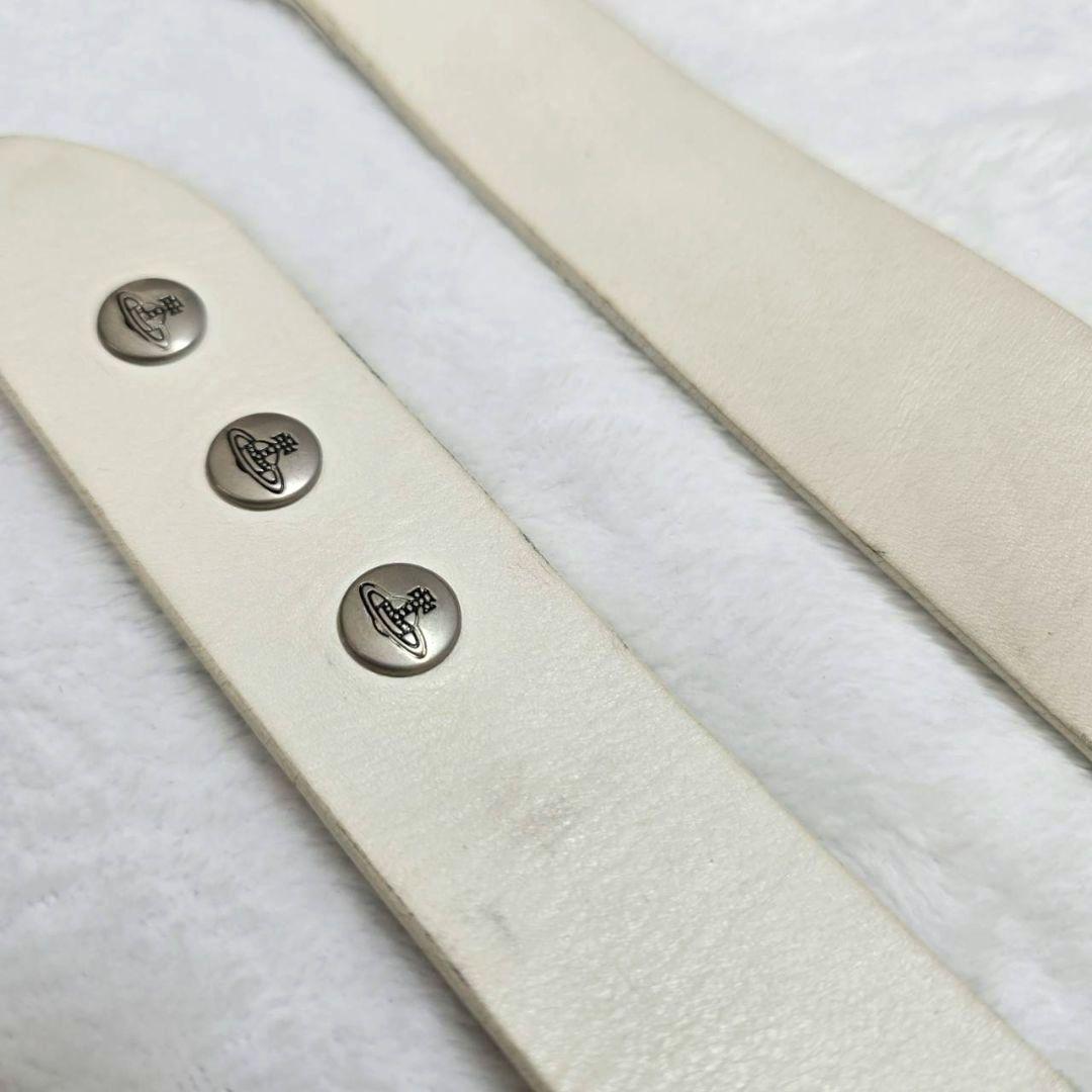 希少✨️ヴィヴィアンウエストウッド　ベルト　ビッグオーブ　レザー　ホワイト