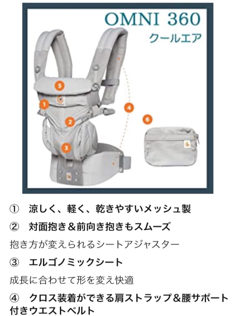 ほぼ未使用!! エルゴベビー  抱っこ紐　オムニ360 クールエア