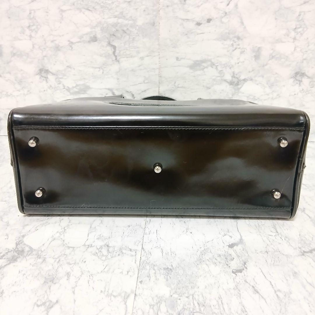 GUCCI GGエンボス ミニボストンバッグ パテントレザー イタリア製 黒