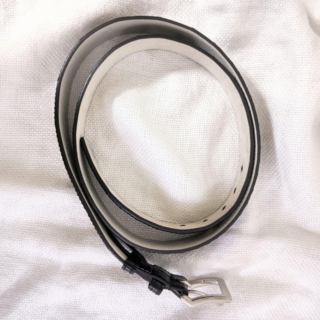 専用ジョンロブJOHN LOBBクロコダイルレザースクエアバックルベルト黒105