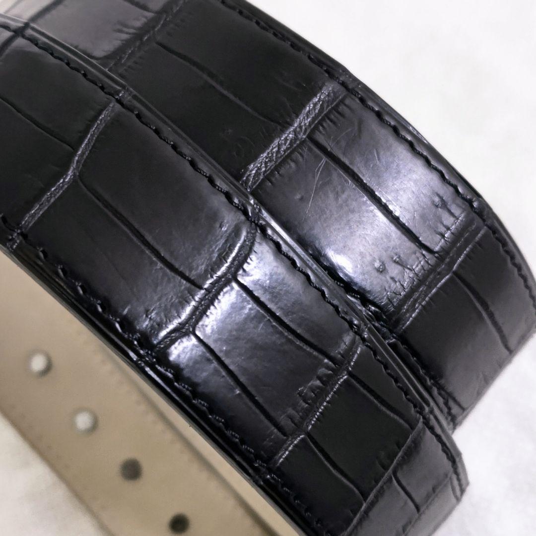 専用ジョンロブJOHN LOBBクロコダイルレザースクエアバックルベルト黒105