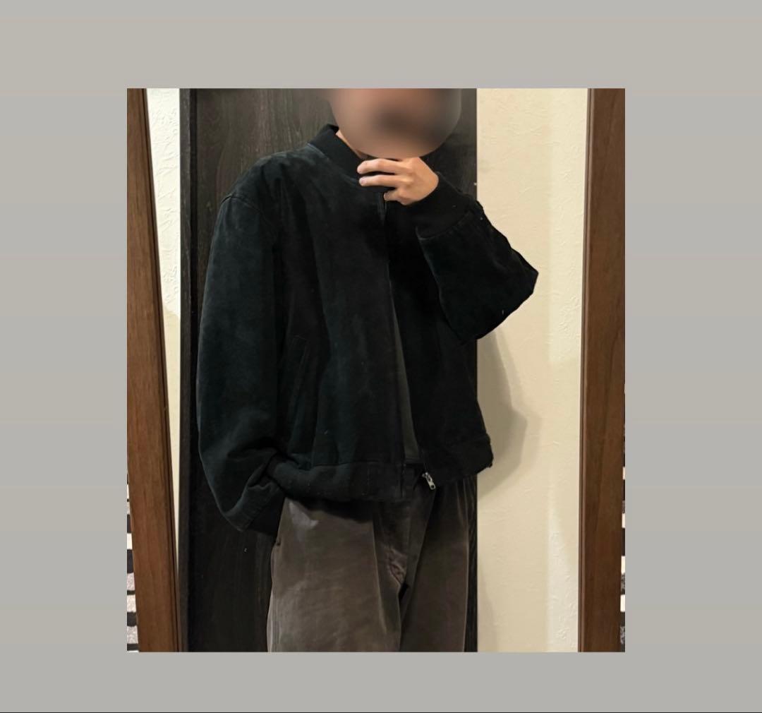 80s vintage ブラック スエードレザー ボンバージャケット ブルゾン