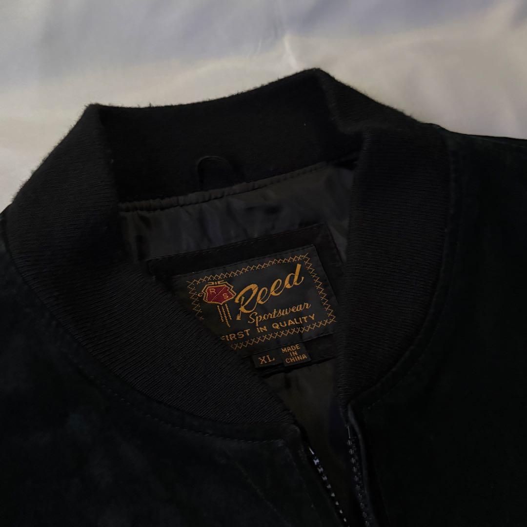 80s vintage ブラック スエードレザー ボンバージャケット ブルゾン