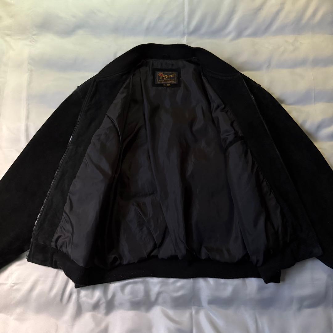 80s vintage ブラック スエードレザー ボンバージャケット ブルゾン