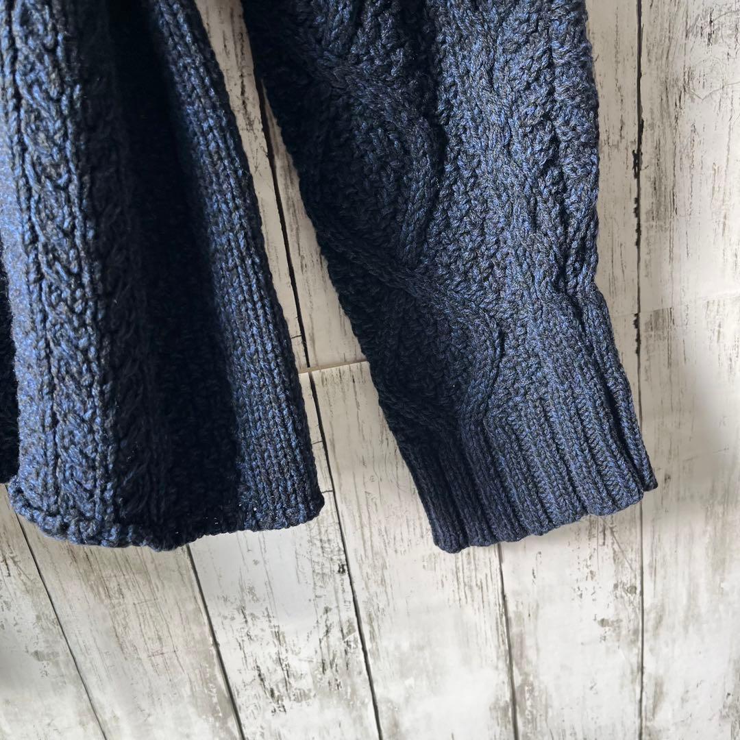 サンシー【3】フィッシャーマンニットセーター【ネイビー】入手困難