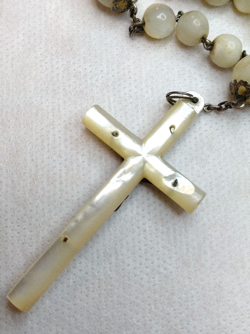 ◎K033-ロザリオ【マザーオブパール】【お値引対象品】