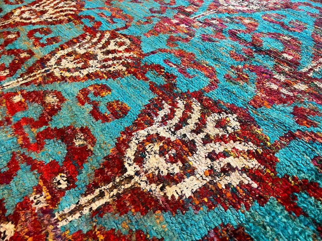 SALE【新品未使用】アスプルンド　ターコイズ 花柄 ラグ 約140x200cm