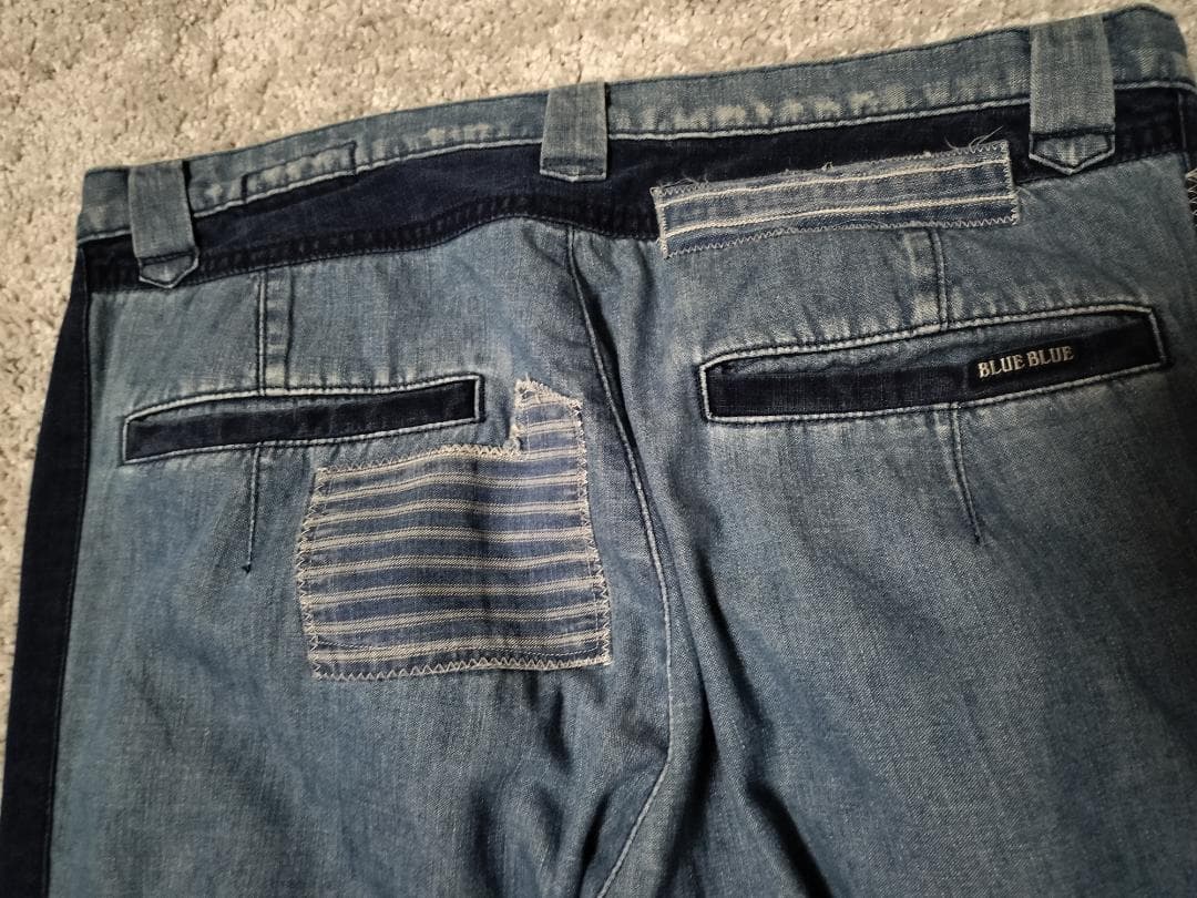 ブルーブルー/再構築ワイドテーパードデニムパンツ/インディゴ染め/SIZE 3