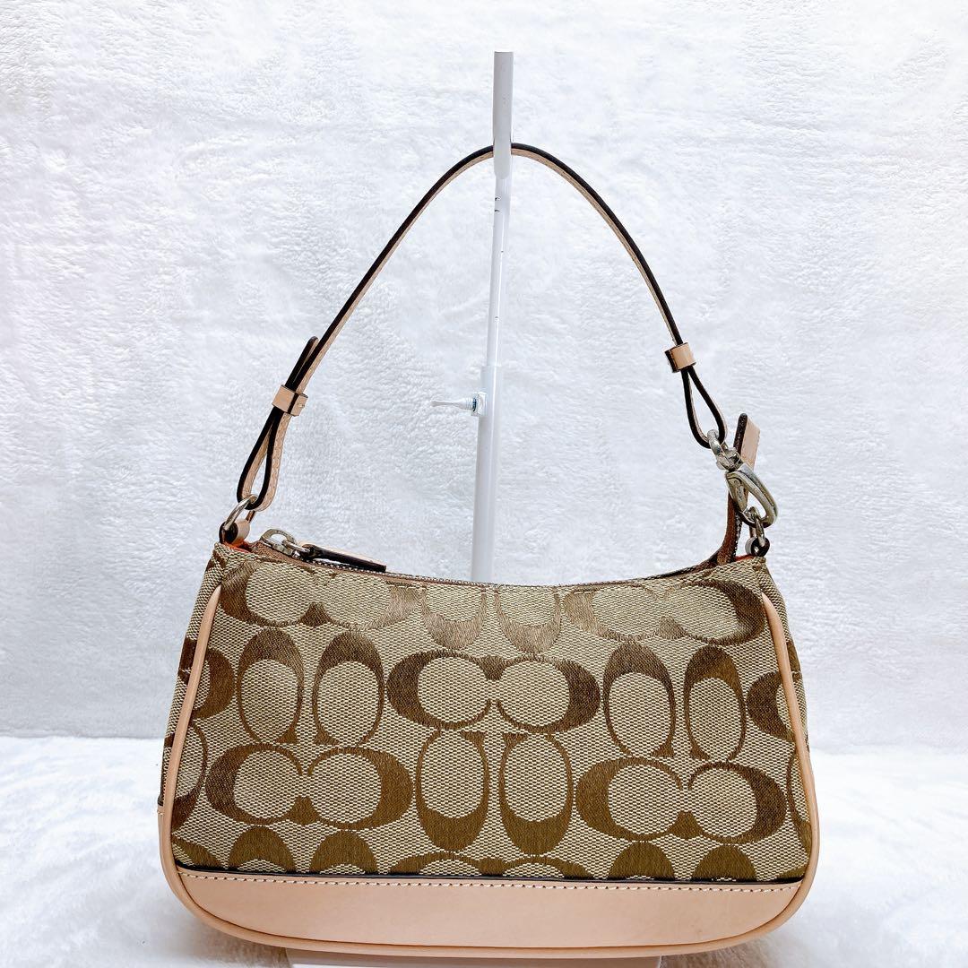 ✨極美品✨COACH アクセサリーポーチ ハンドバッグ シグネチャー ブラウン