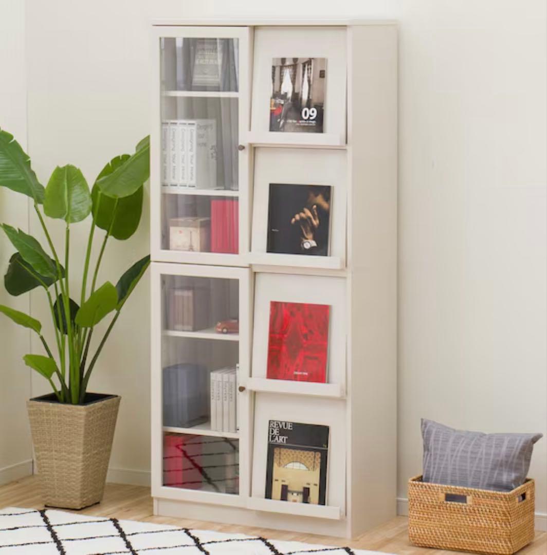 ニトリ　フラップ扉本棚　ホワイト