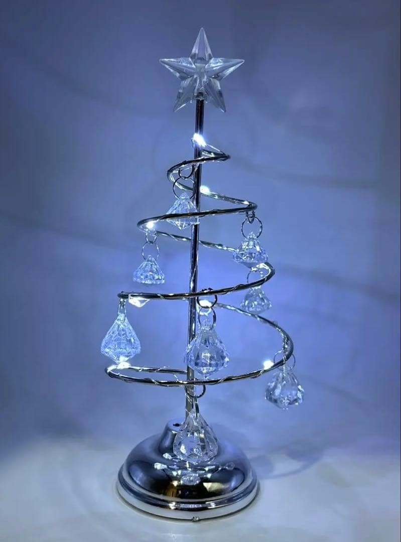 天然石　シマエナガクリスマスツリー　常夜灯