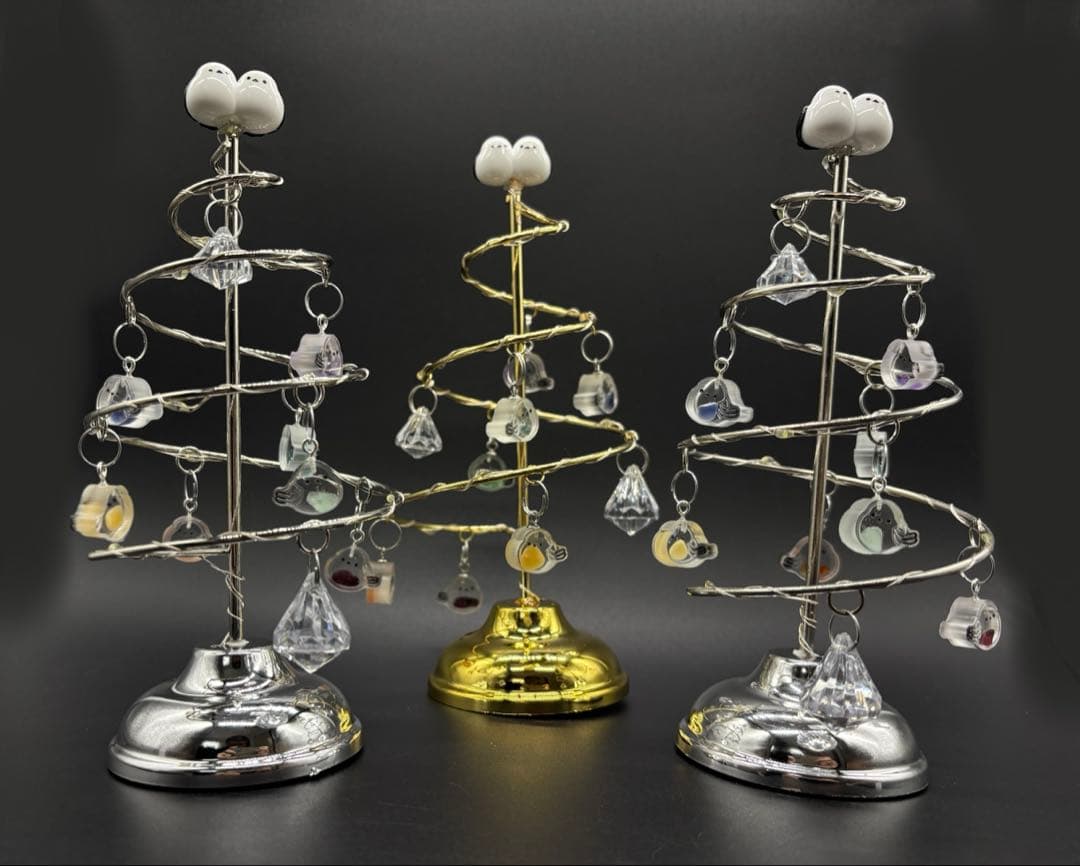 天然石　シマエナガクリスマスツリー　常夜灯