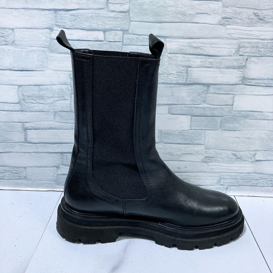 美品 パスクッチ イエナ別注 サイドゴアブーツ 36 本革 軽量 厚底 黒