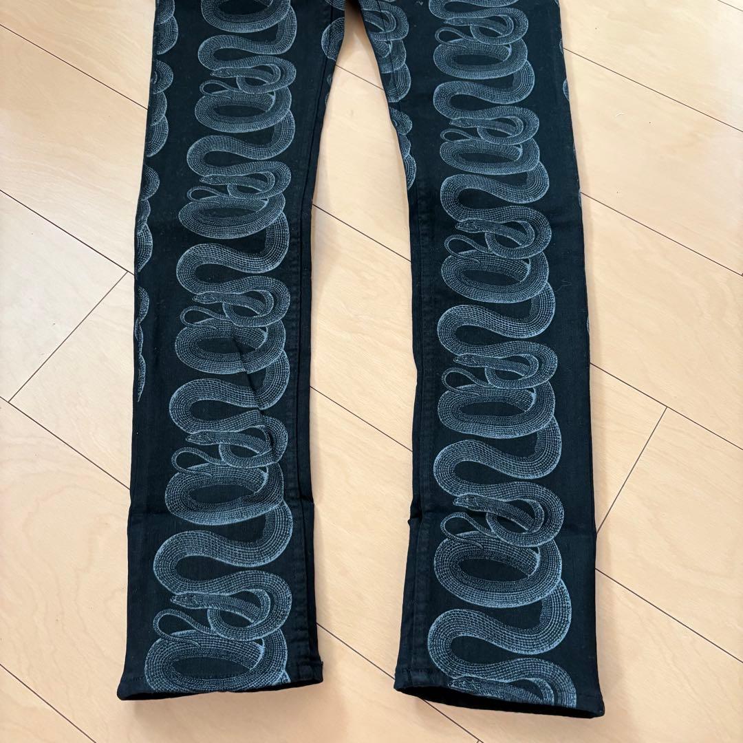 ヒステリックグラマー　25インチ　スネークループ　スキニー　デニム　ブラック　黒