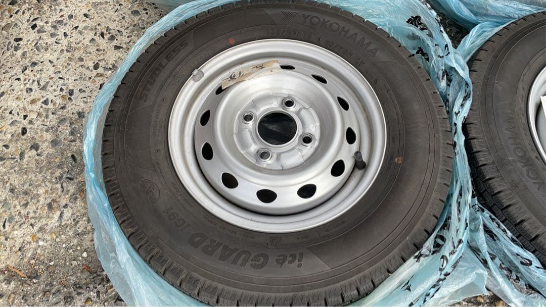 朝*奈様 ヨコハマiceGUARDスタッドレス鉄チン4本set145R12-80