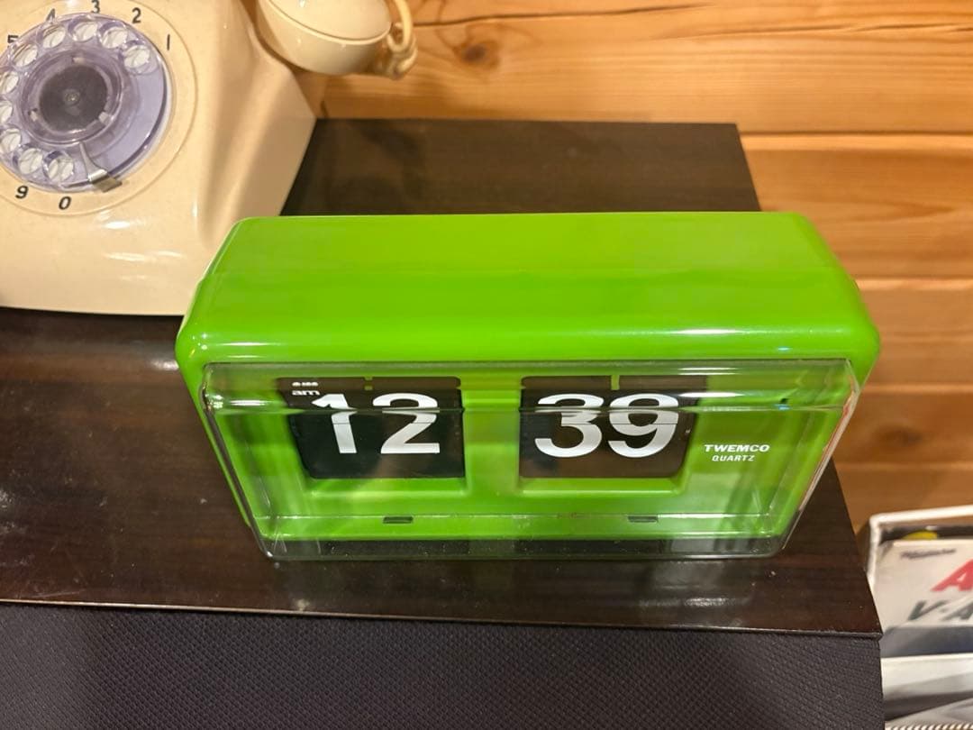 ★動作品★TWEMCO トゥエンコ パタパタ時計QT-30 緑 グリーン