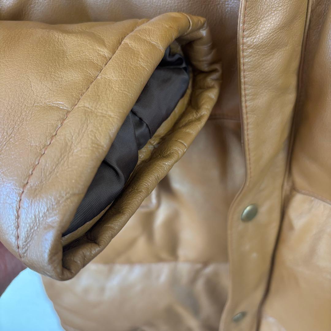 本革 レザーダウンジャケット 　ジャンパー　牛革　キャメル　LLサイズ