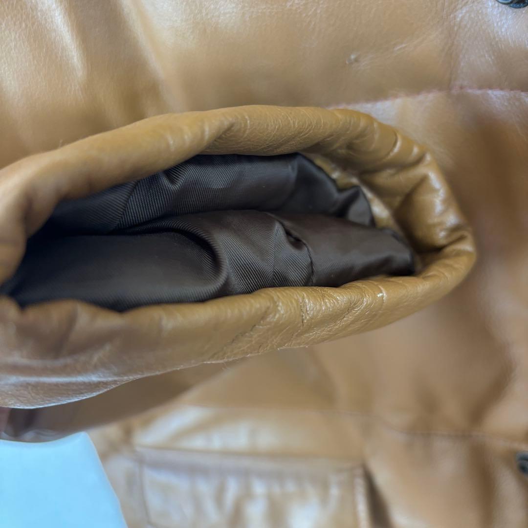 本革 レザーダウンジャケット 　ジャンパー　牛革　キャメル　LLサイズ