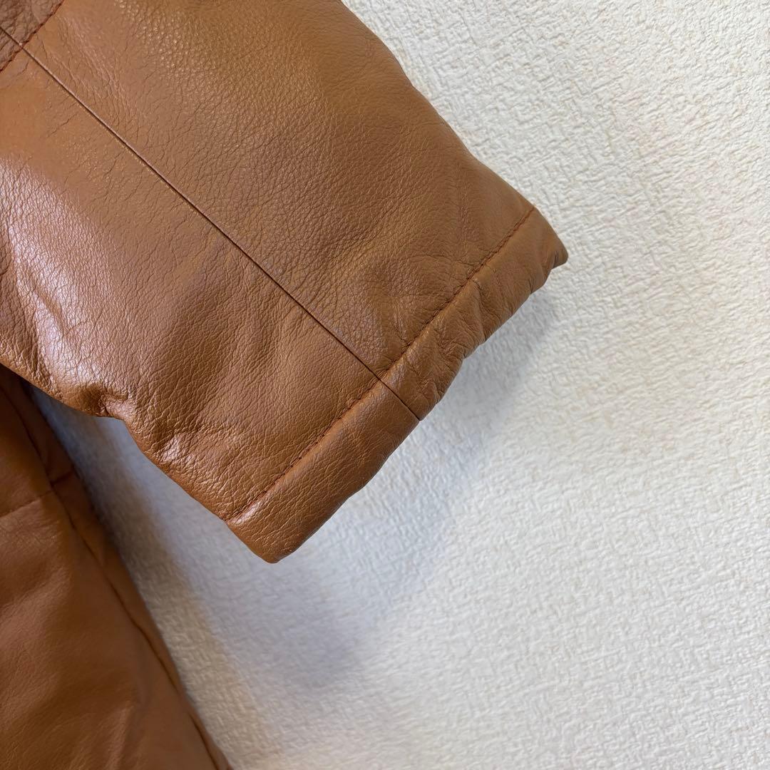 本革 レザーダウンジャケット 　ジャンパー　牛革　キャメル　LLサイズ