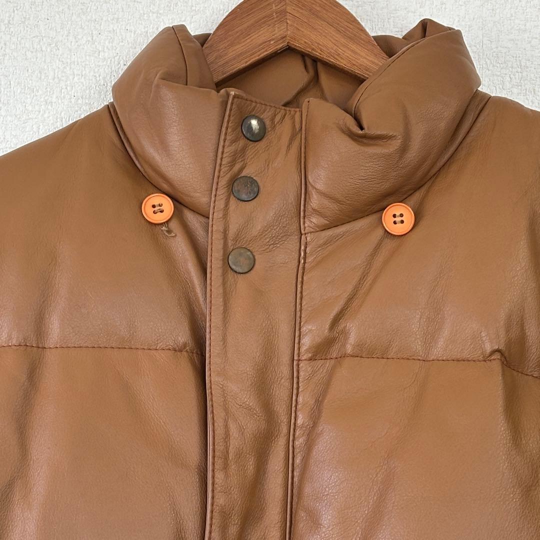 本革 レザーダウンジャケット 　ジャンパー　牛革　キャメル　LLサイズ