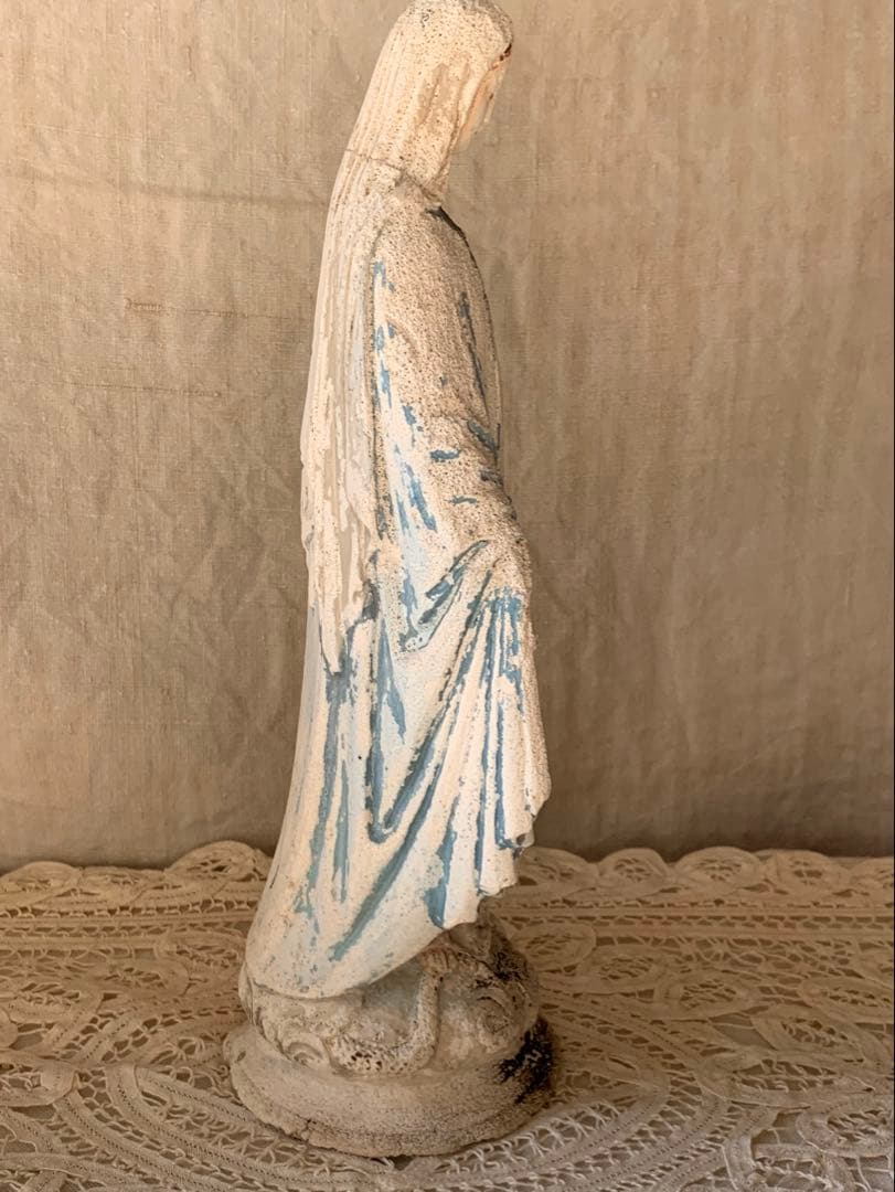 フランスアンティーク 聖母マリア 無限罪のマリア 不思議のメダイ 石膏像