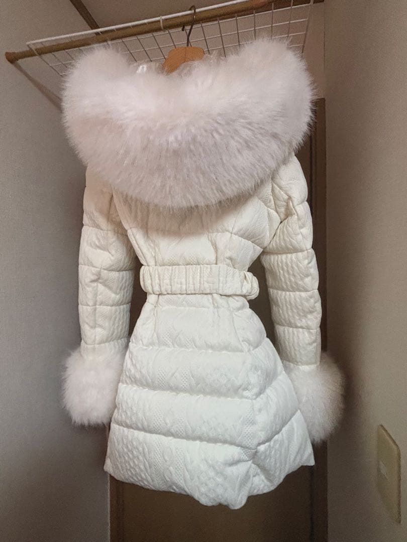 ミシェルマカロン ケーブル柄ベルト付きダウンコート ダウンコート フリーサイズ