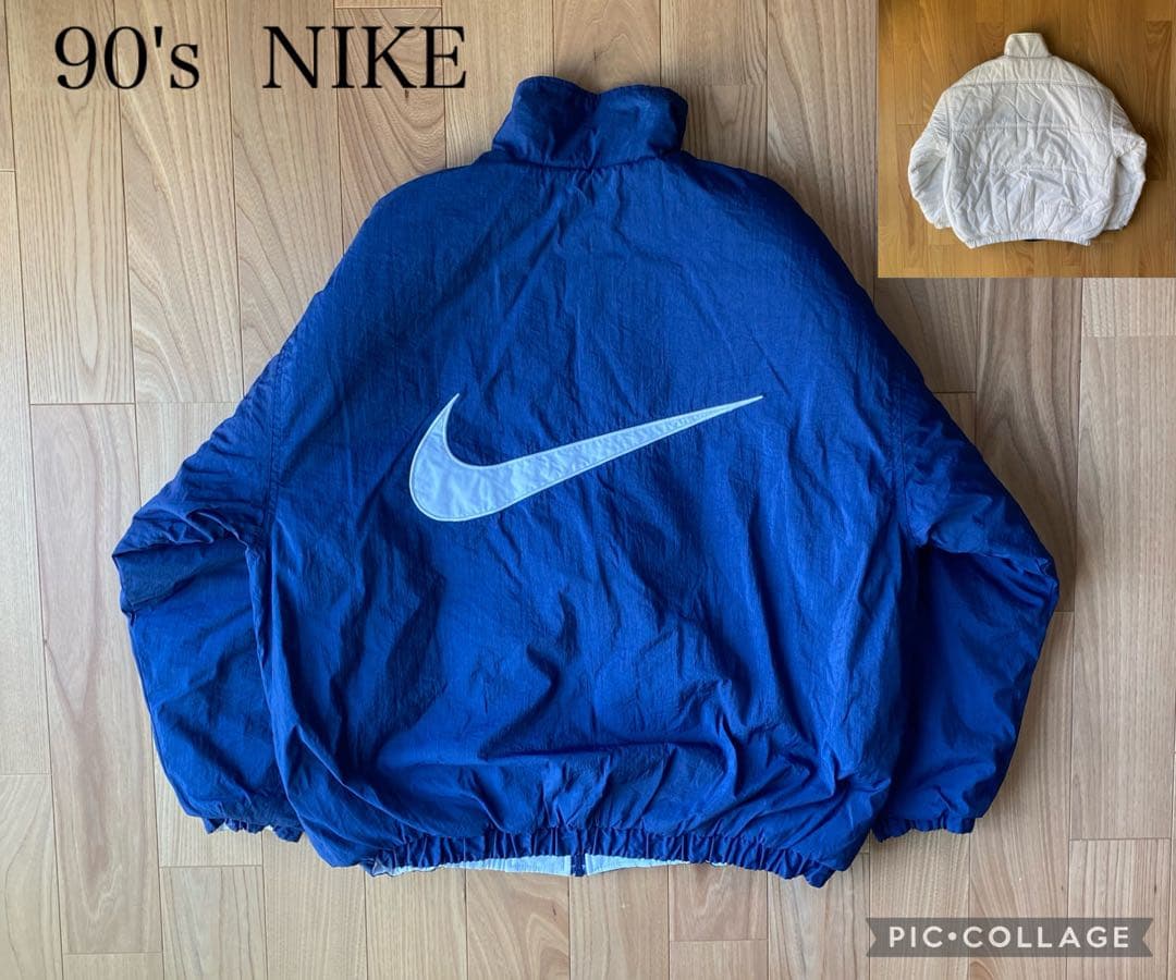 90s NIKE リバーシブル　中綿　ジャケット　ビッグスウォッシュ　Lサイズ