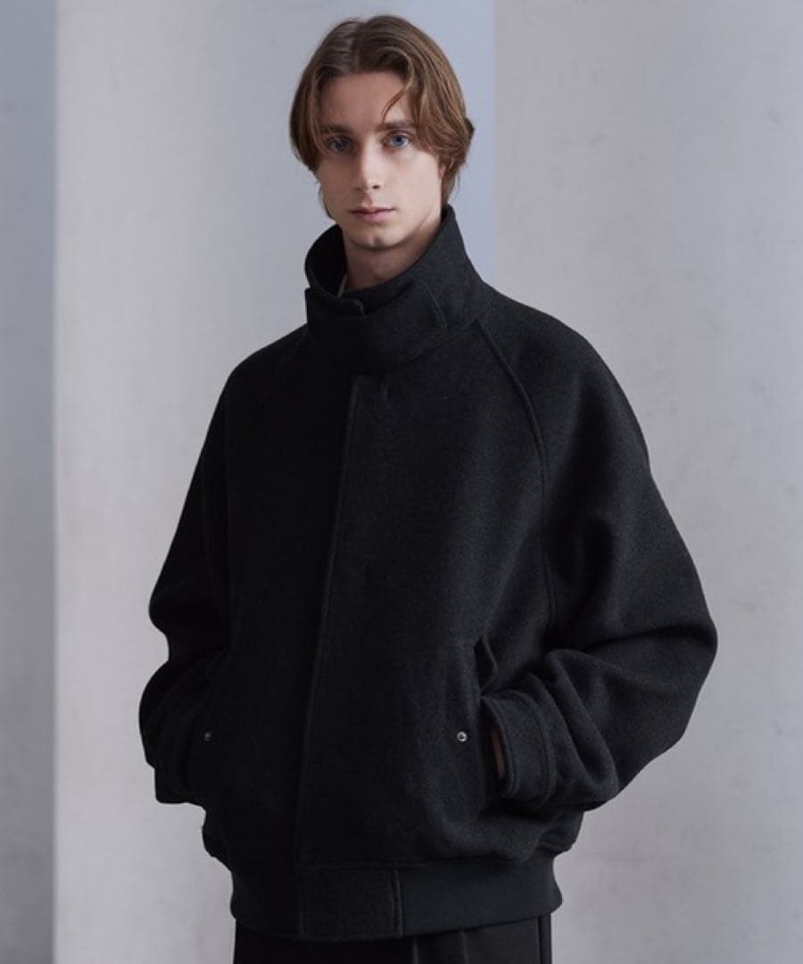 CLEL ウールブレンド テックメルトン2wayブルゾン Sサイズ　ブラック