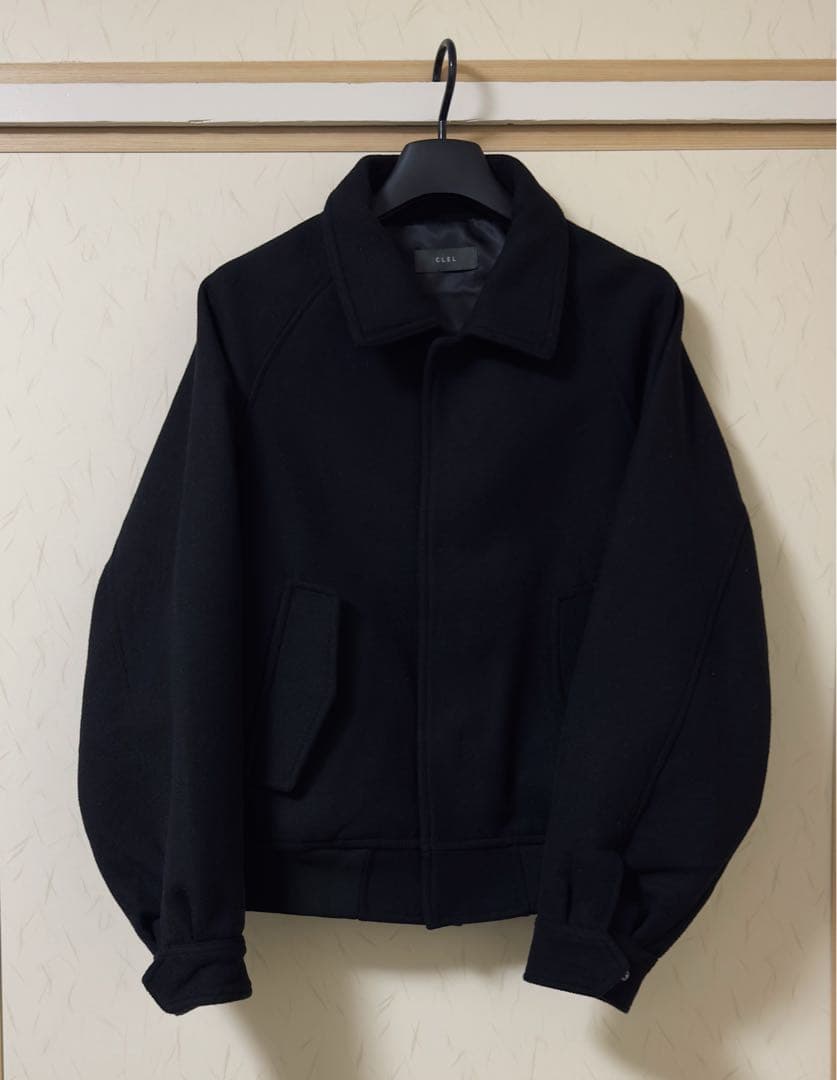 CLEL ウールブレンド テックメルトン2wayブルゾン Sサイズ　ブラック