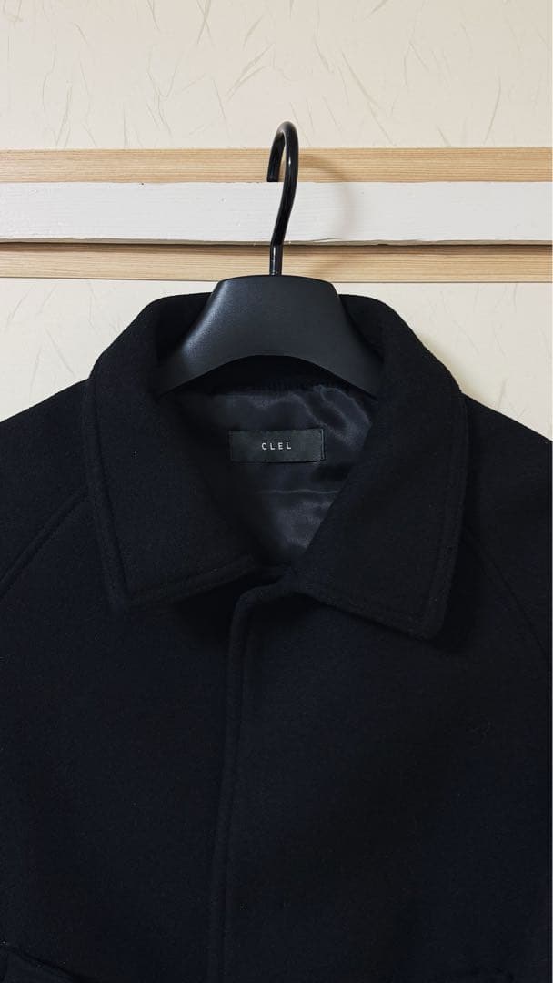 CLEL ウールブレンド テックメルトン2wayブルゾン Sサイズ　ブラック